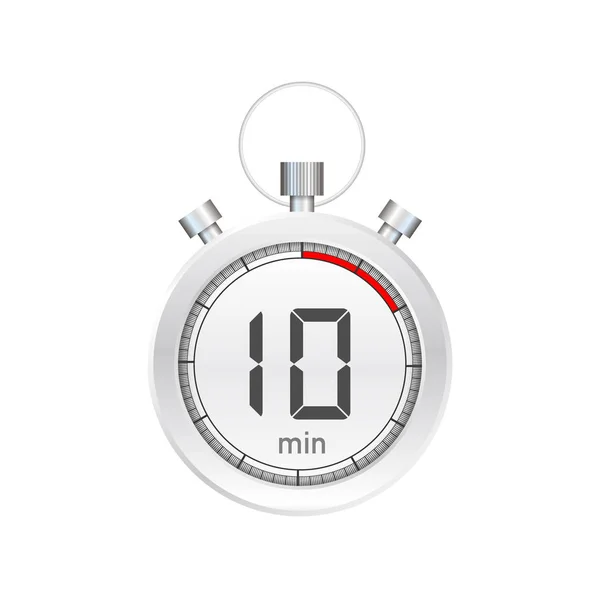 De 10 minuten, stopwatch vector icoon. Stopwatch icoon in platte stijl, timer op kleur achtergrond. Vectorillustratie. — Stockvector