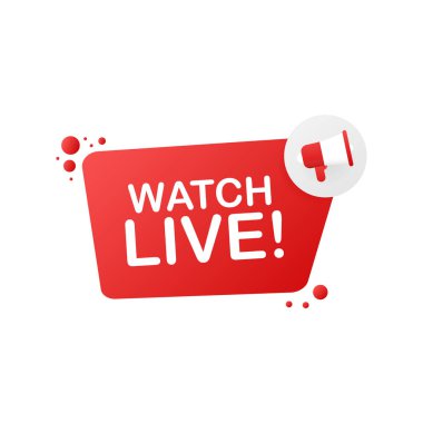 El megafon ile izle canlı tutan! Vektör çizim.