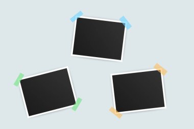 Fotoğraf çerçevesi mockup tasarım. Gerçekçi fotoğraf resim için boş alan ile. Vektör çizim.