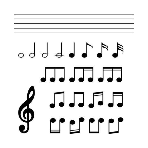Colección de icono de nota musical sobre fondo blanco. Ilustración vectorial . — Vector de stock