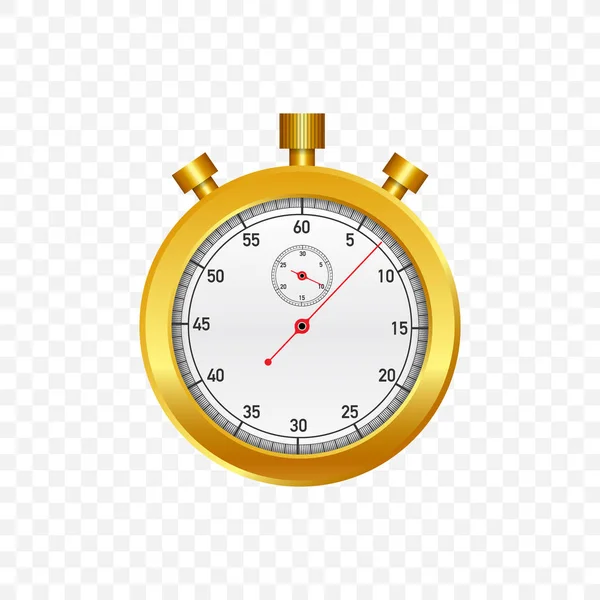 Gouden stop horloge. Oude mechanische stopwatch. Vector illustratie. — Stockvector