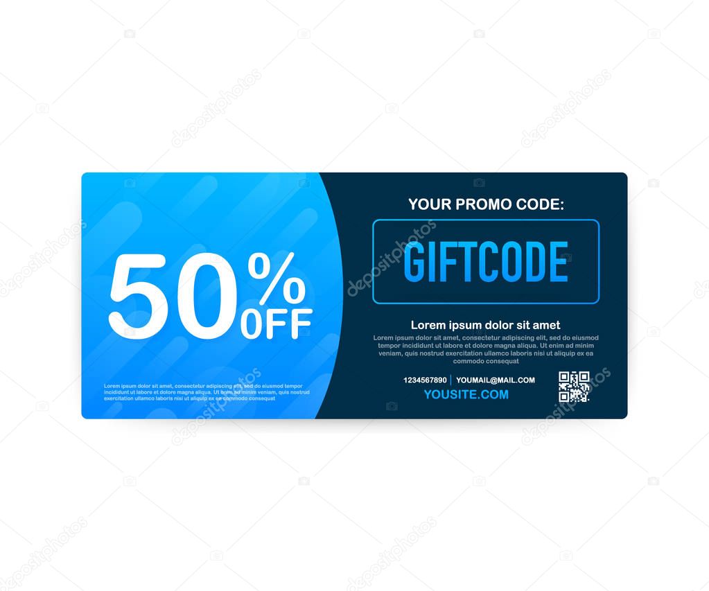 ✓ Template red and blue gift card. 23 dollars voucher. Promo In Gift Card Template Illustrator