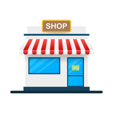 Mağaza veya market ön dış cephe. Vektör çizimi.