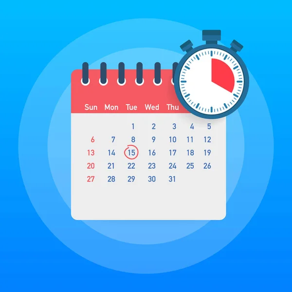 Calendario y reloj. Programar conceptos. Elementos gráficos de diseño plano moderno. Ilustración vectorial . — Vector de stock