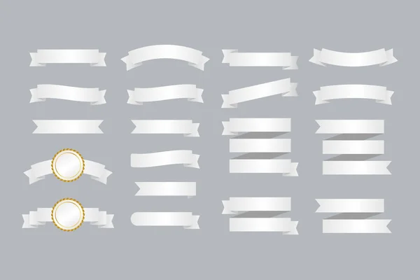 Banderas de cintas blancas. Conjunto de cintas. Ilustración vectorial . — Vector de stock