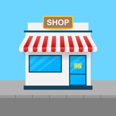 Mağaza veya market ön dış cephe. Vektör çizimi.