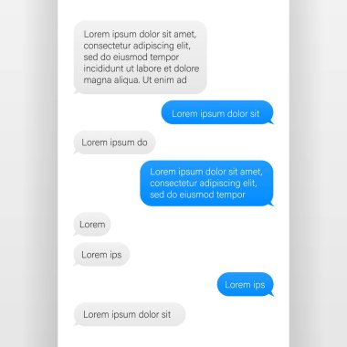İleti kabarcıklar tasarım şablonu messenger sohbet için. Vektör çizim.