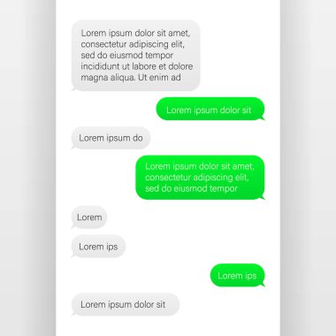 İleti kabarcıklar tasarım şablonu messenger sohbet için. Vektör çizim.