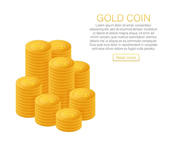 Stacks of gold coins. The concept of profit. Web banner. Vector illustration. — Stock Vector