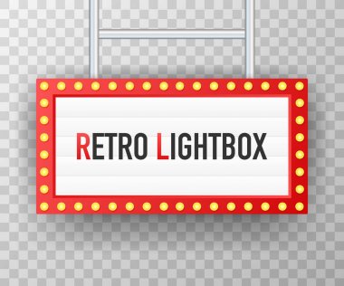 Retro lightbox billboard vintage çerçeve. Lightbox ile özelleştirilebilir tasarım. Klasik afiş projeler veya reklam için. Hisse senedi vektör çizim.
