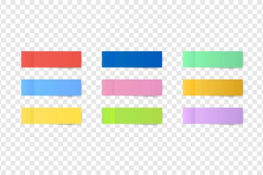 Yapışkan renkli notlar. Not kağıdı gönderin. Vektör stok illüstrasyon.