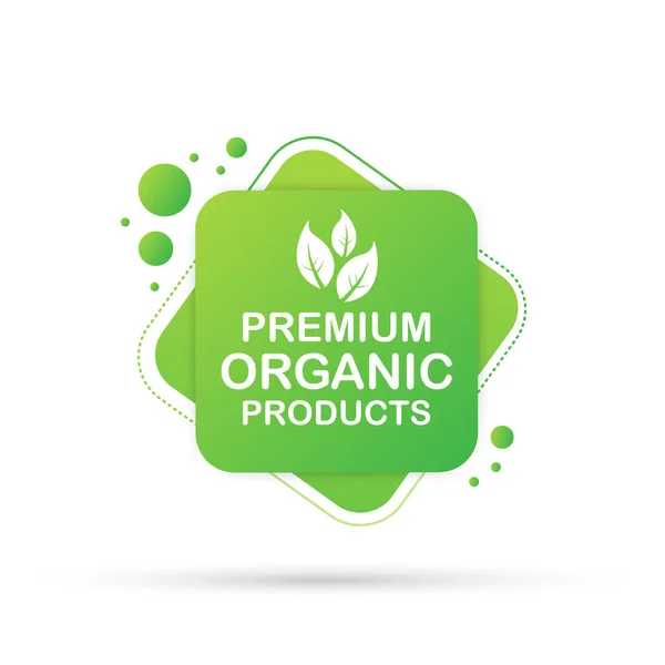 Banner, Etikett hochwertiger Bioprodukte. Vektoraktiendarstellung. — Stockvektor