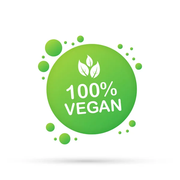 100 design ikon veganu. Zelený veganový symbol přátelský. Vektorová zásoba, ilustrace. — Stockový vektor