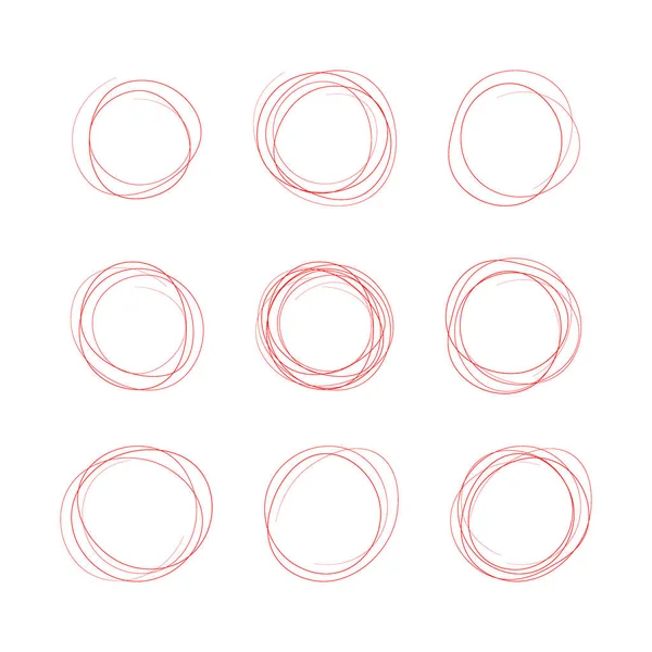 Set hand drawn ovals, felt-tip pen circles. Rough vector frame elements. Vector stock illustration. — Stock Vector