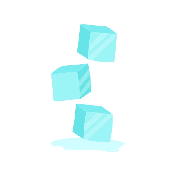 Kostki lodu. Zimny przezroczysty zamrożony blok. Wektorowa ilustracja stockowej — Wektor stockowy