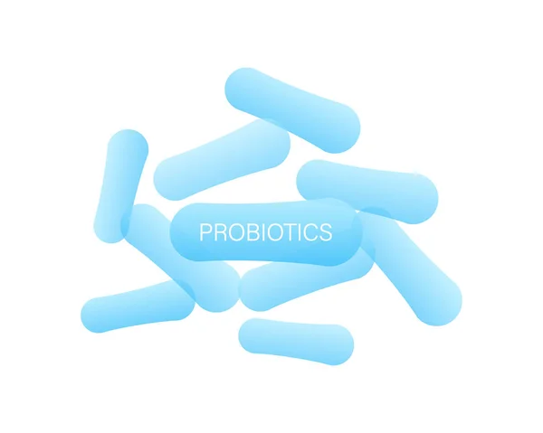 Probiotik bakterie. Biologie, vědecké zázemí. Vektorová zásoba, ilustrace. — Stockový vektor