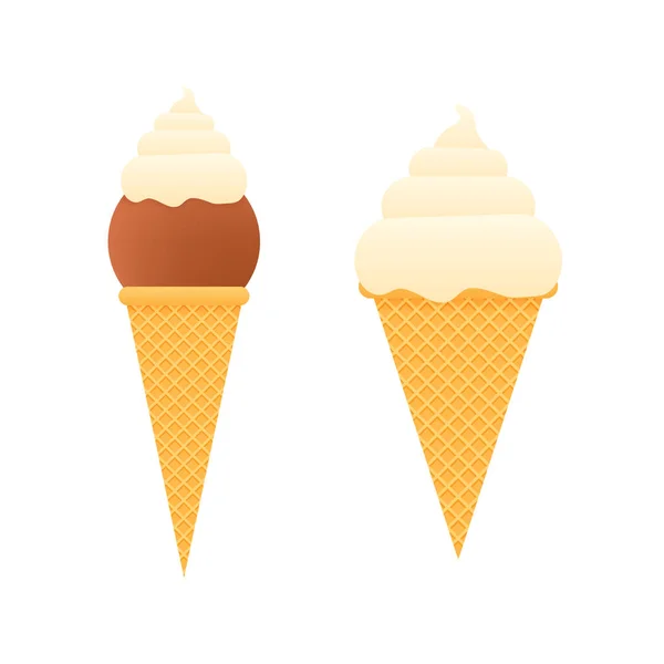 Colección de conos de helado aislados en blanco. Ilustración de stock vectorial . — Archivo Imágenes Vectoriales