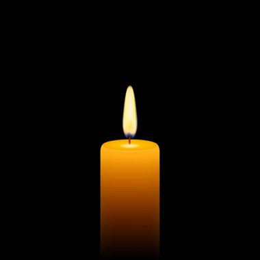 Siyah arka plan üzerinde sarı mum vektör stok illüstrasyon