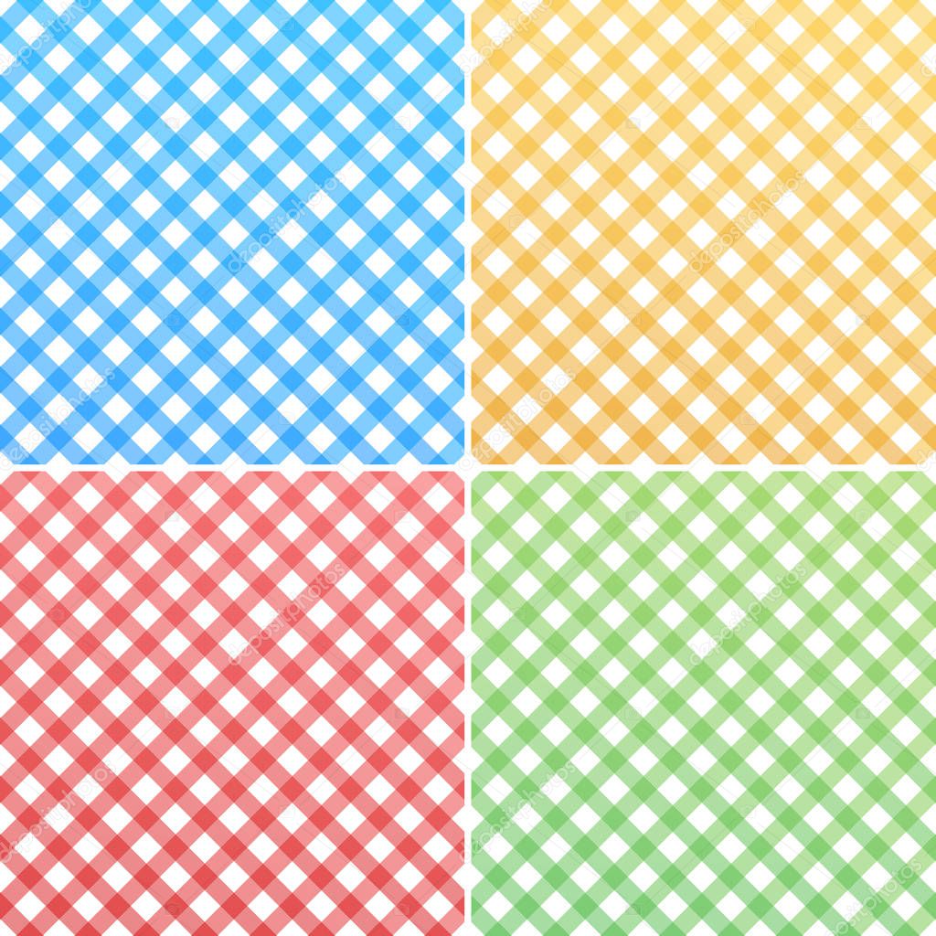 Pink, blue, green, yellow and white gingham background. vector stock illustration