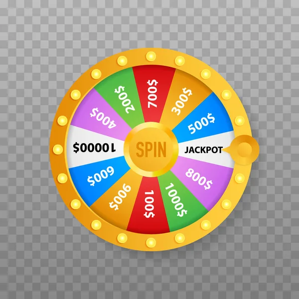 Ruleta 3d fortuna. Rueda de la fortuna para el juego y ganar el premio mayor. Concepto de casino en línea. Marketing de casino en Internet. Ilustración de stock vectorial. — Archivo Imágenes Vectoriales