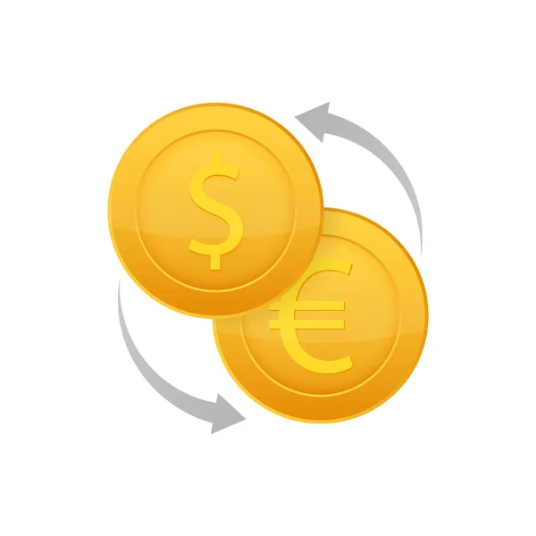 Money Exchange-ikonen. Bank valutatecken. Euro och dollar Cash Transfer symbol. Vektorlager illustration. — Stock vektor