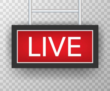 Yayın stüdyosu canlı ışık. canlı işareti radyo ve televizyon. Vektör stok illüstrasyon.