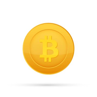 Bitcoin düz simgesi. Kripto para birimi bit sikke. Kripto para birimi amblemi. Vektör stok illüstrasyon.