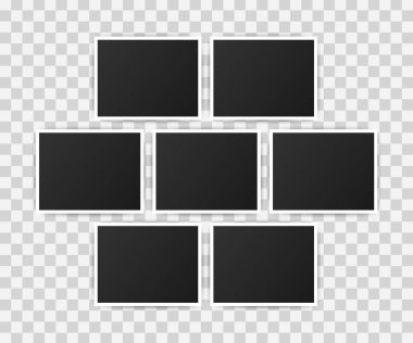 Fotoğraf çerçevesi mockup tasarım. Gerçekçi fotoğraf resim için boş alan ile. Hisse senedi vektör çizim.