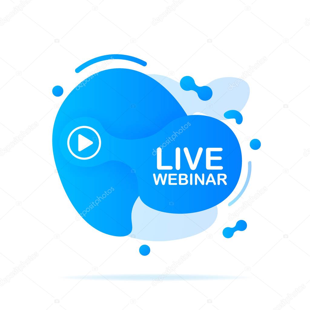 Abstract liquid shape with gradient. live webinar. Vector stock illustration.