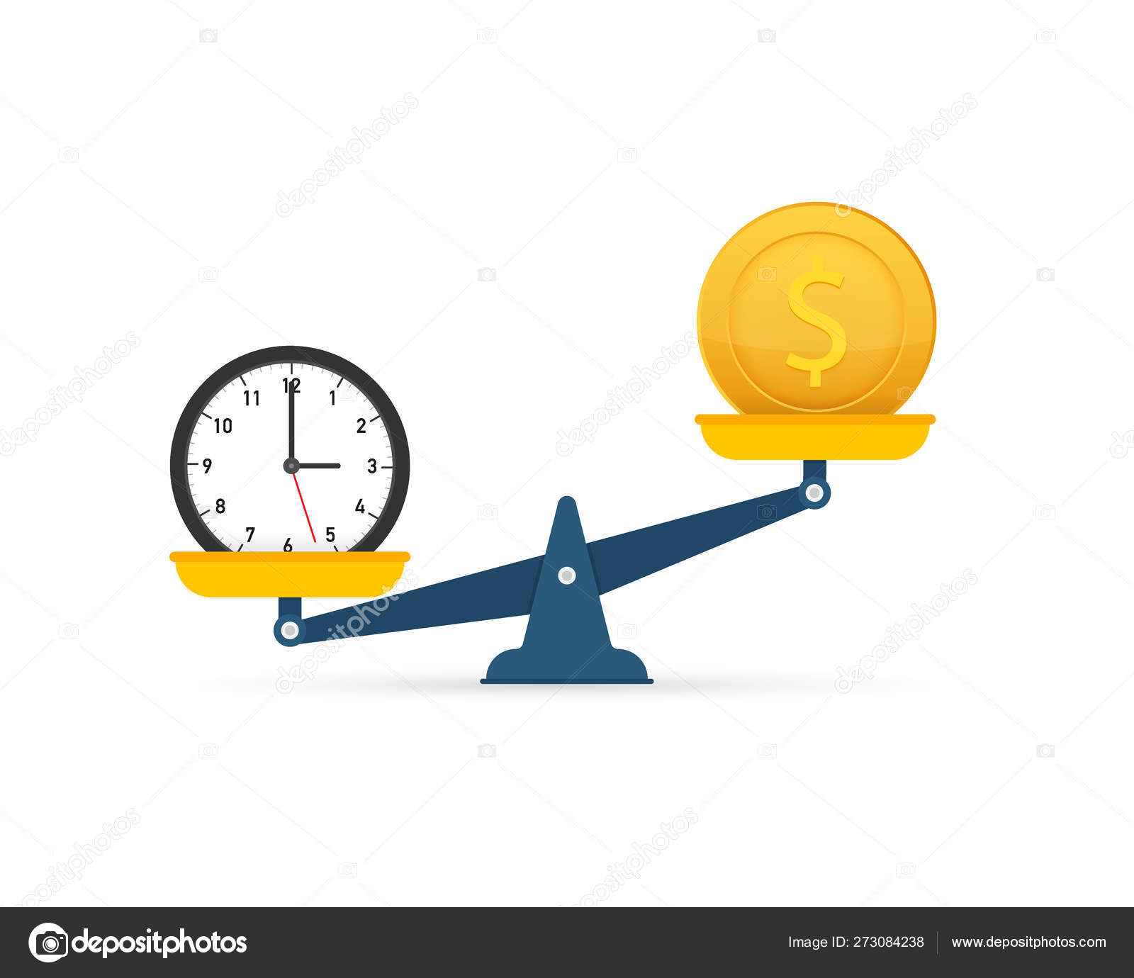 El tiempo es dinero en escala icono. Dinero y balance de tiempo a escala.  Ilustración de stock vectorial. Vector de stock #273084238 de ©appleboy, image size:1600x1380