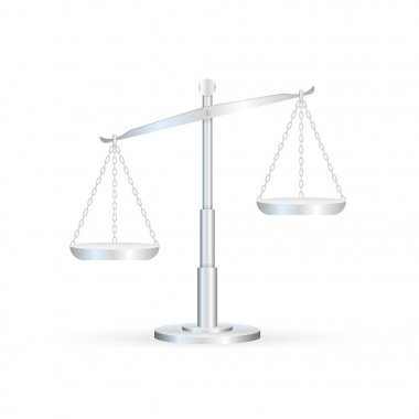 Ölçek simgesi. Terazi, beyaz arka planda izole edilmiş. Vektör stok illüstrasyonu.