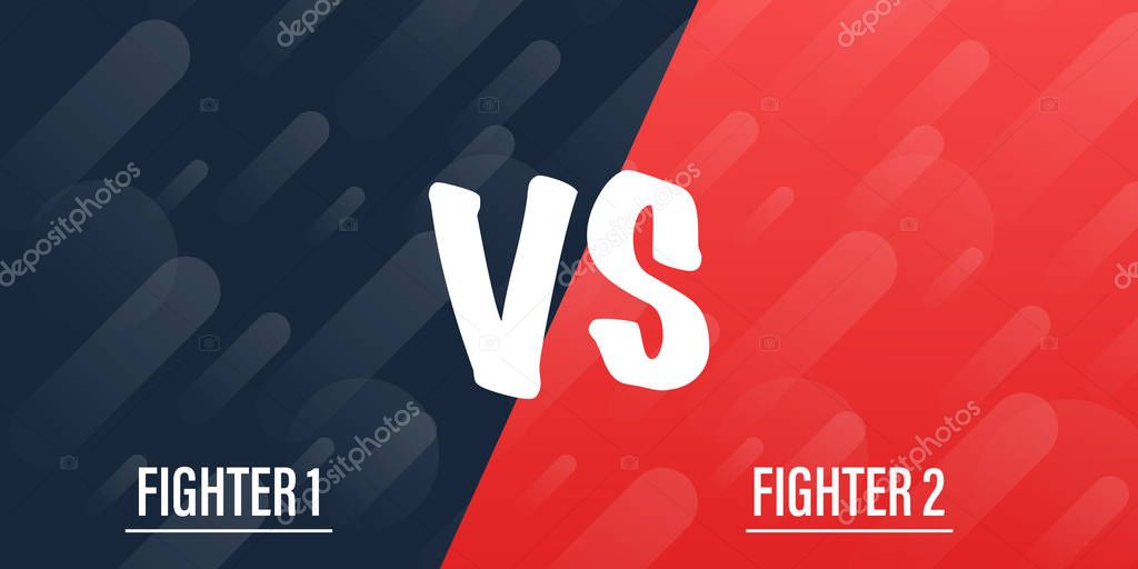 VS Versus Blue and red comic design. Battle banner match, vs letters competition confrontation. Vector illustration.