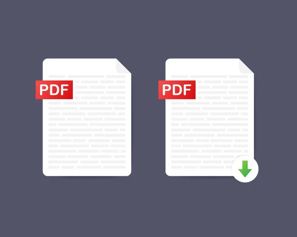 Pdf-Taste herunterladen. Dokument herunterladen Konzept. Datei mit pdf-Etikett und Pfeilzeichen nach unten. Vektoraktiendarstellung. — Stockvektor