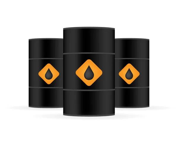 Barril de petróleo negro realista en blanco sobre fondo blanco. Ilustración de stock vectorial . — Archivo Imágenes Vectoriales