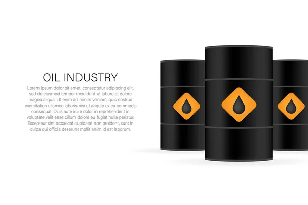 Przemysł naftowy. Blank realistyczny czarny baryłkę oleju na białym tle. Wektorowa ilustracja stockowej. — Wektor stockowy