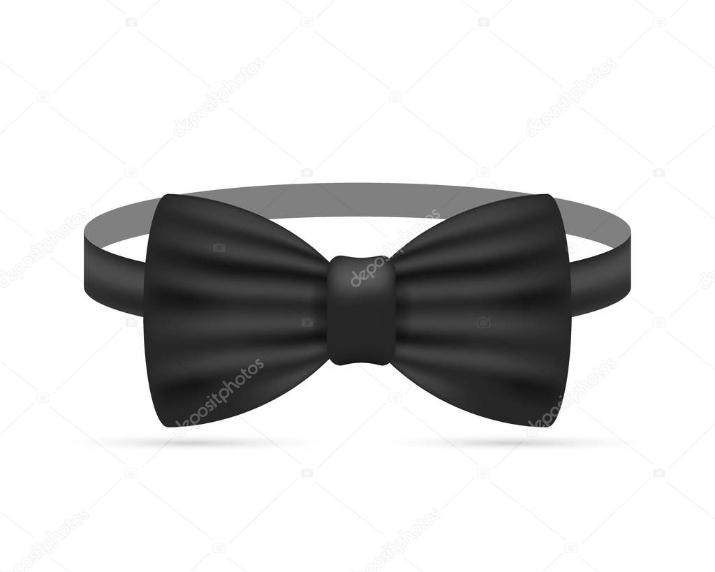 Bowtie. Black bow tie realistic vector stock illustration isolated on white background.