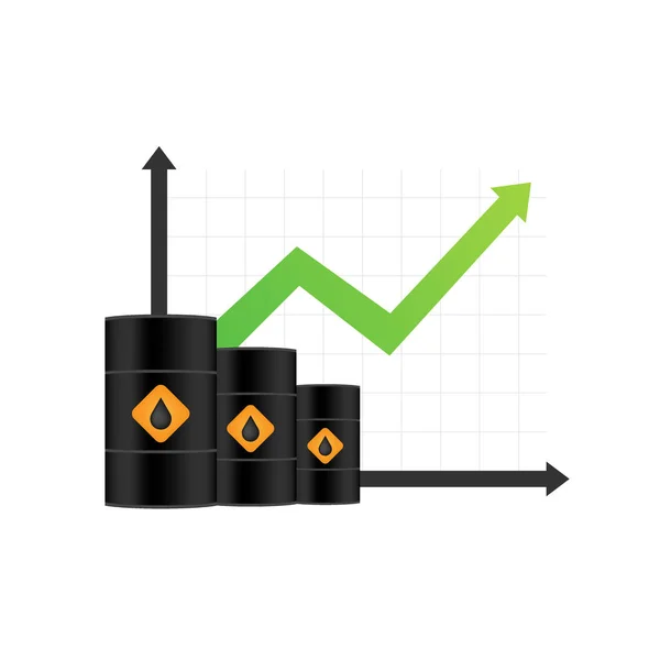 Aumento del precio del petróleo sobre fondo blanco. Ilustración de stock vectorial . — Archivo Imágenes Vectoriales