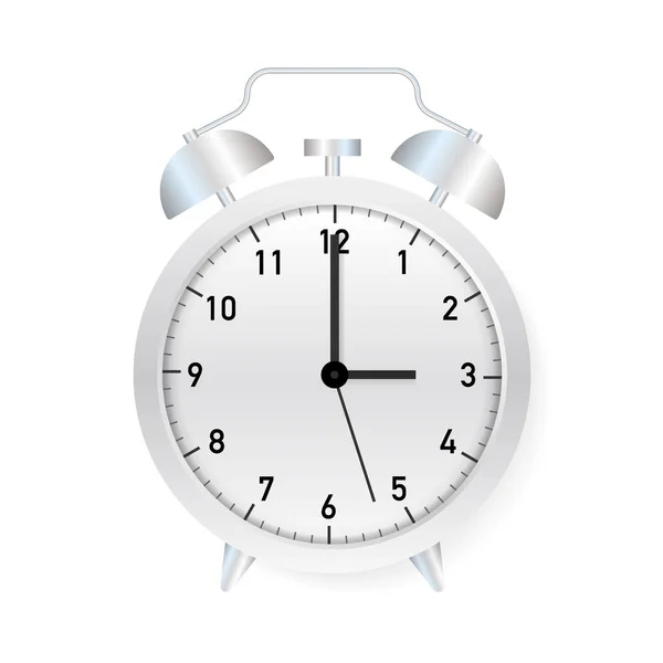 Reloj despertador, hora de despertar sobre fondo blanco. Ilustración de stock vectorial . — Vector de stock