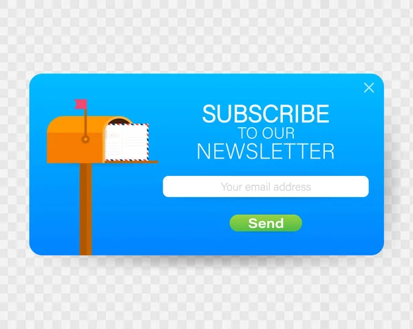 Email subscribe, modelo de vetor de newsletter on-line com caixa de correio e botão enviar. Ilustração do estoque vetorial . —  Vetores de Stock