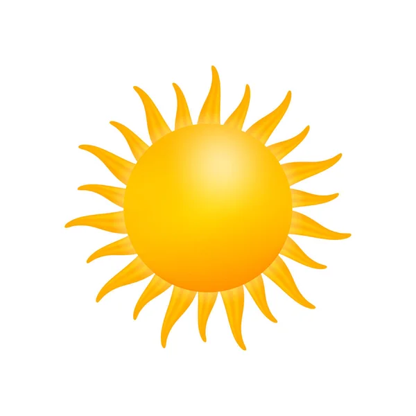 白い背景に天気デザインのための現実的な太陽のアイコン。ベクトルストックイラスト. — ストックベクタ