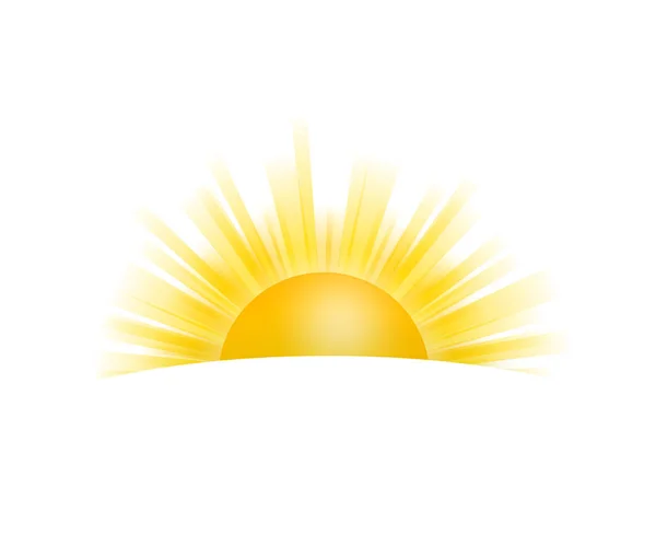 Icono realista del sol para el diseño del tiempo sobre fondo blanco. Ilustración de stock vectorial . — Vector de stock