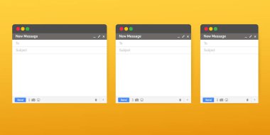 E-posta şablonu. Boş e-posta tarayıcı penceresi. Mail Mesaj web sayfası vektör çerçeve. Hisse senedi vektör çizim.