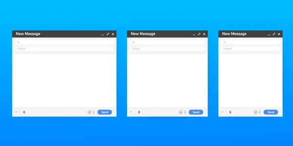 Šablona e-mailu. Okno prohlížeče prázdné e-mailové. Poštovní zprávy webové stránky vektorové rám. Skladem ilustrace vektorové. — Stockový vektor