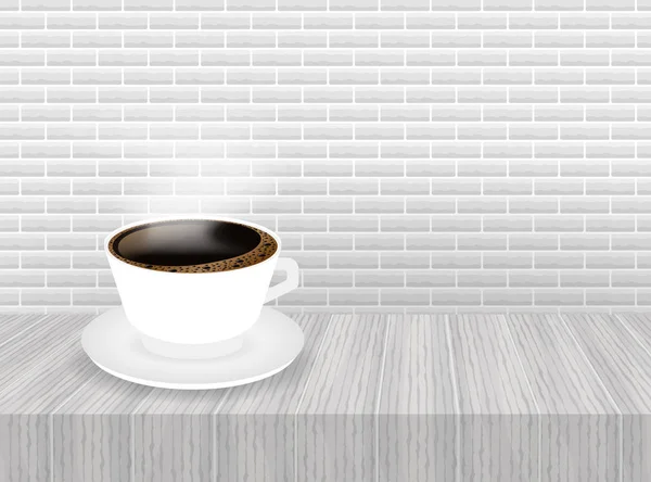 Eine Tasse Kaffee und Untertasse, realistisch. Vektoraktiendarstellung. — Stockvektor