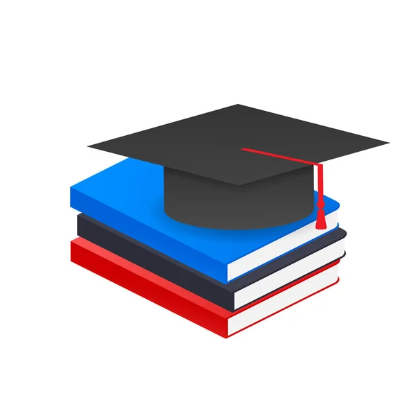 Boek met vector Graduation Cap. Vector voorraad illustratie. — Stockvector