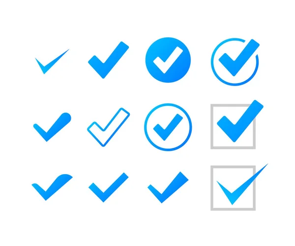 Set Check Marks or Ticks. Tick symbol, grunge check mark. Vector stock illustration. — Stock Vector