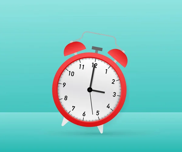 Reloj despertador rojo hora de despertar. Ilustración de stock vectorial. — Vector de stock