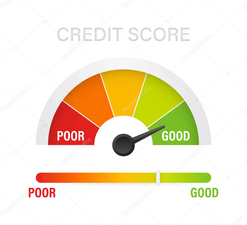 Credit score scale showing good value. Vector stock illustration.