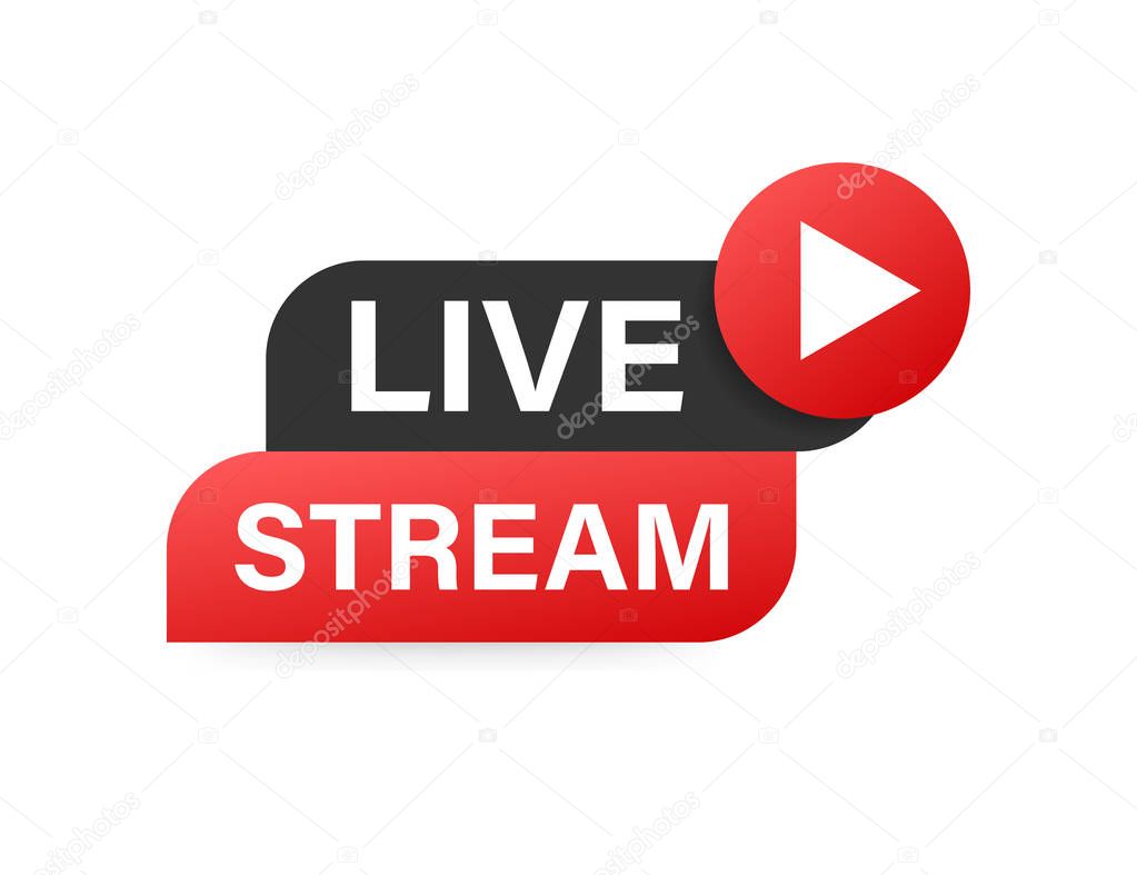 Live streaming logo, news and TV or online broadcasting. Vector illustration
