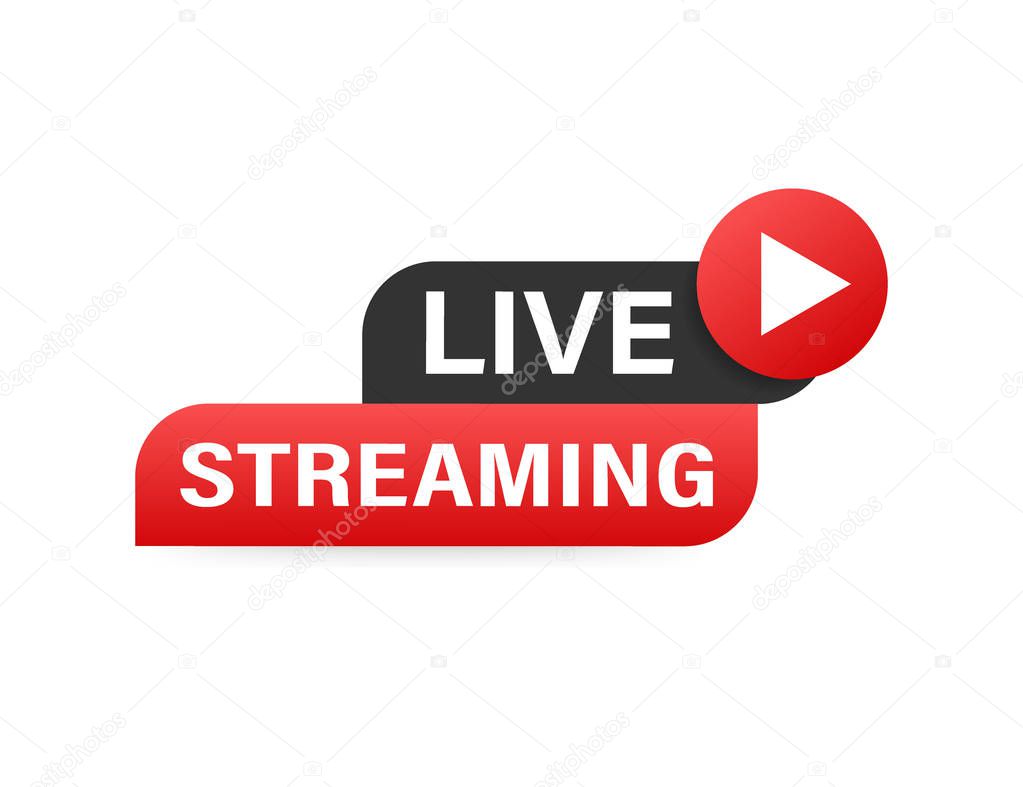 Live streaming logo, news and TV or online broadcasting. Vector illustration